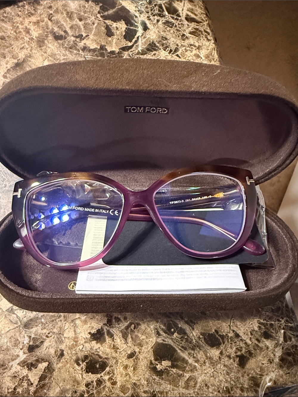 Tom Ford Purple Gradient Women's Optical Glasses with Gold Temple Trim